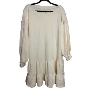 Wishlist Oversized Drop Shoulder Tiered Ruffle Skirt Fleece Sweatshirt Dress